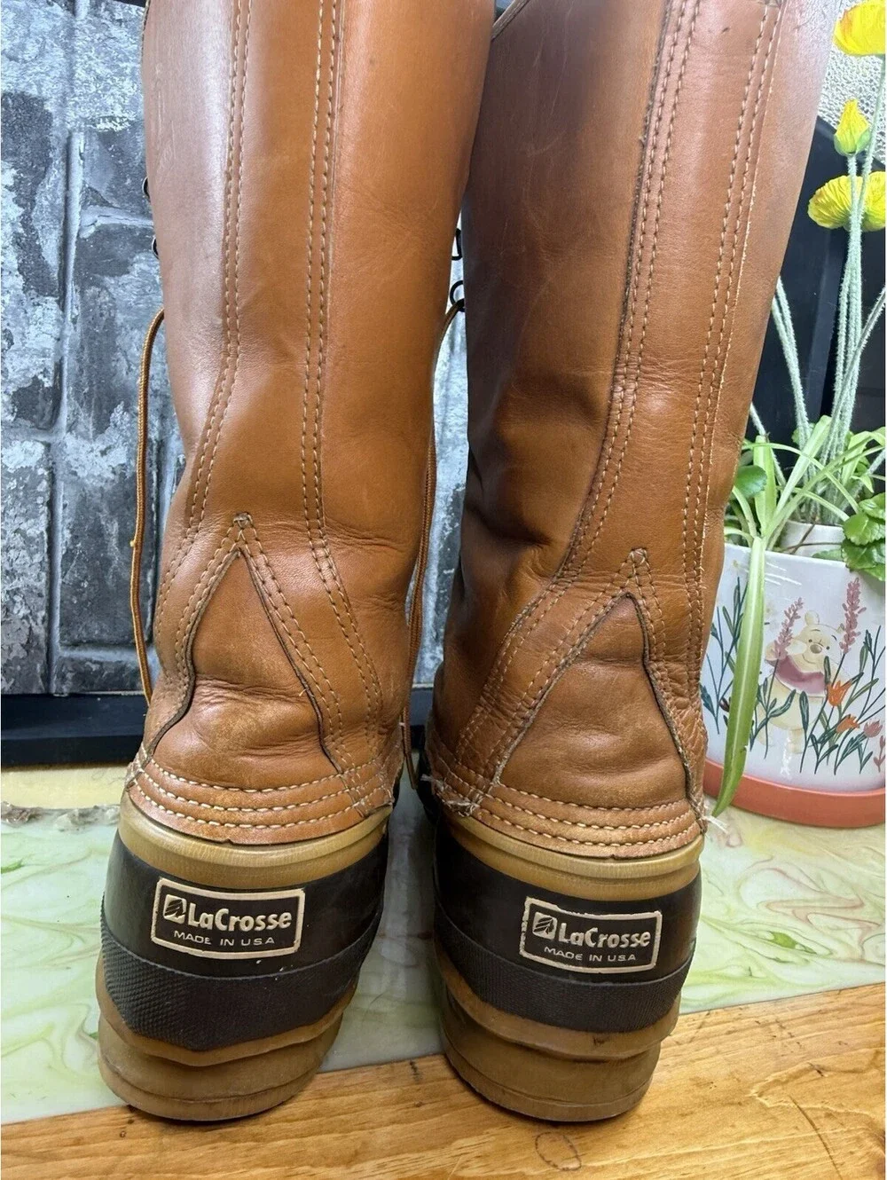 Vintage LaCrosse Made in USA Leather Hunting / Duck Boots men 9